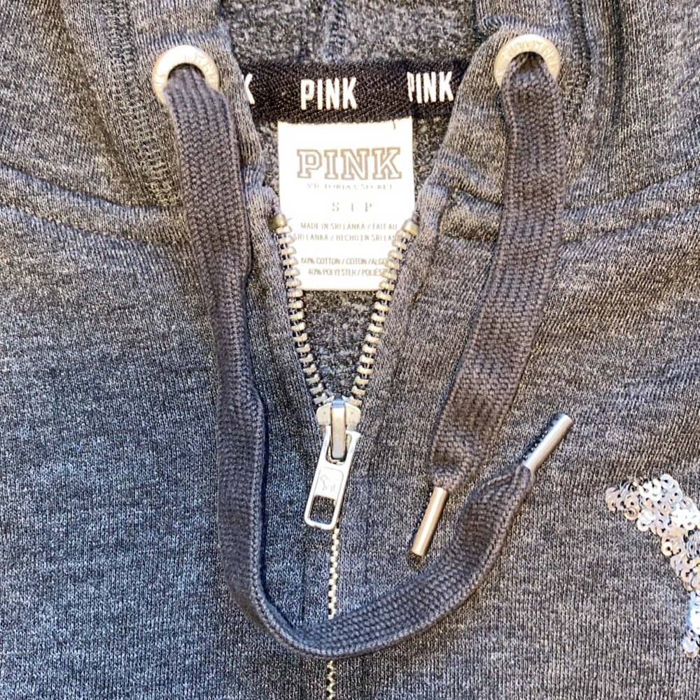 Victoria’s Secret PINK Gray Sequin Bling Hoodie. - Picture 10 of 10